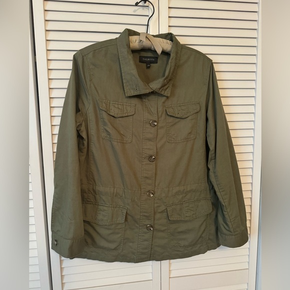 Talbots lightweight olive jacket. Size L - Picture 3 of 9